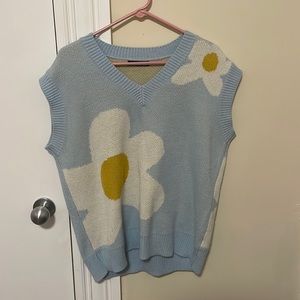 Medium V Neck Flower Sweater